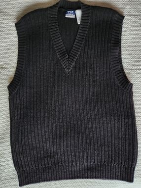 Vintage - 725 Black Cotton Ramie Knit Sweater Vest - Size L